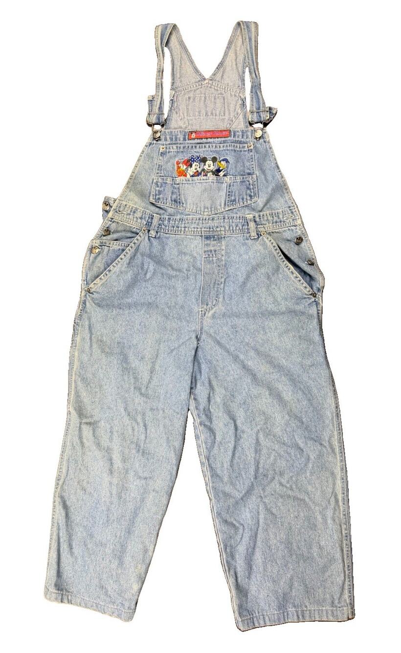 Vintage 90’s Disney Mickey Unlimited Bib Overalls Embroidered Small 34 Waist